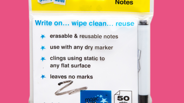 Reusable notes, that use static to cling to flat surfaces