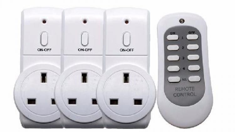 Plugs with a remote control switch so you don't have to manually reach to turn them on and off