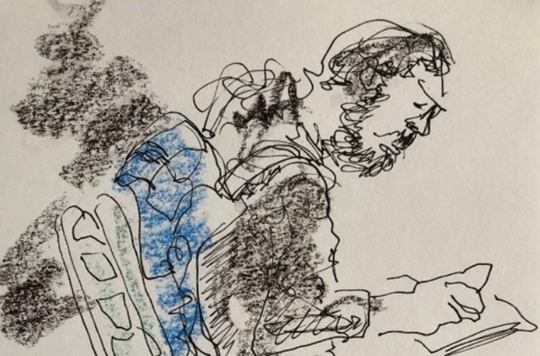 ‘An Urban Sketcher in his natural habitat’ by Willy Gilder