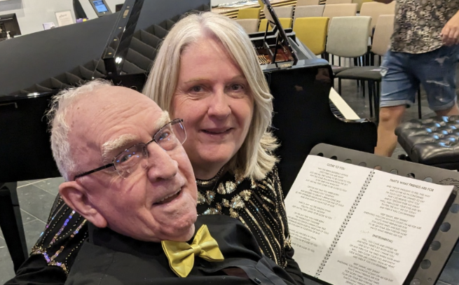 Alison with her dad Stan, who is living with dementia. They are devastated to have lost their local Alzheimer Scotland day service.